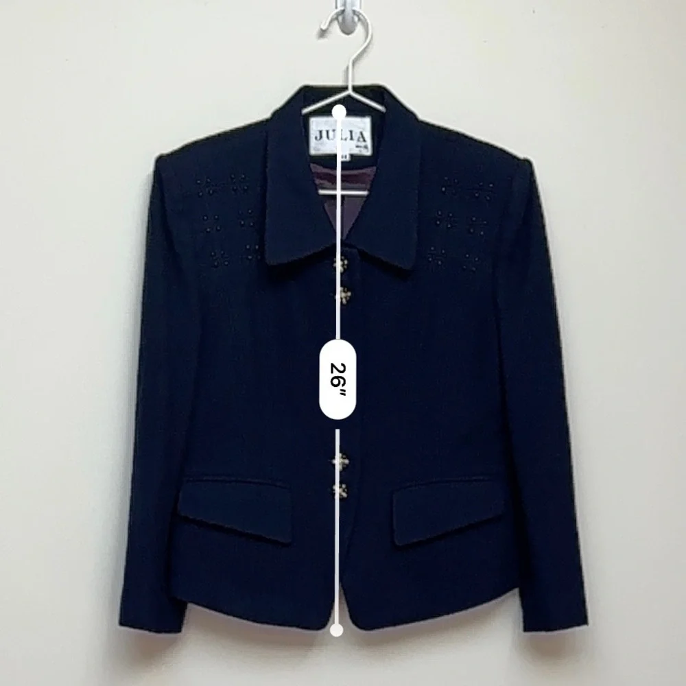 Julia Design Navy Wool Rayon Blend Blazer - Size 11 - Timeless‎ Sophistication
